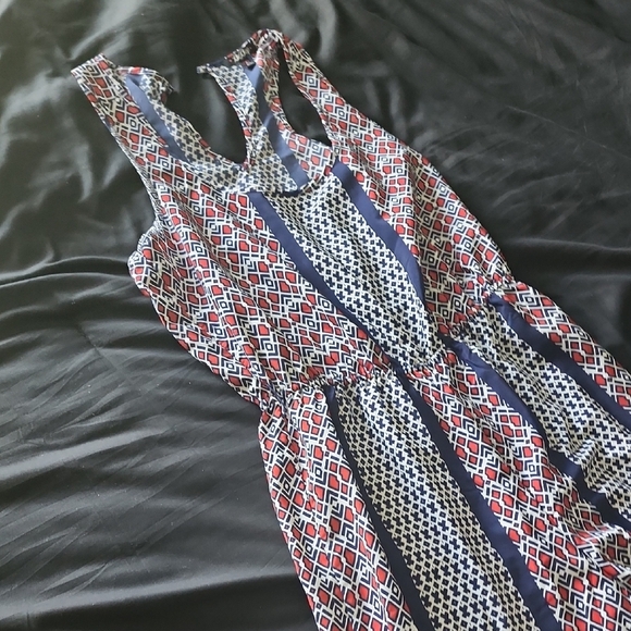 BeBop Sleeveless Printed Jumpsuit in Red, Navy & White - Picture 3 of 3